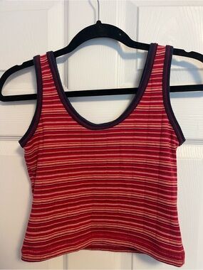 Nike Red Striped Tank Top with Navy Trim